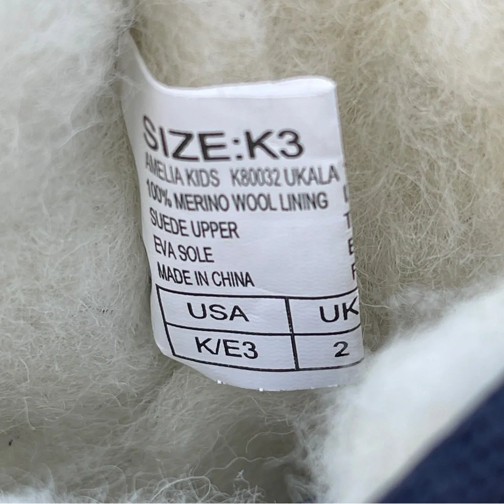 Ukala by Emu Girls AMELIA Blue Suede Leather Button Boots K3